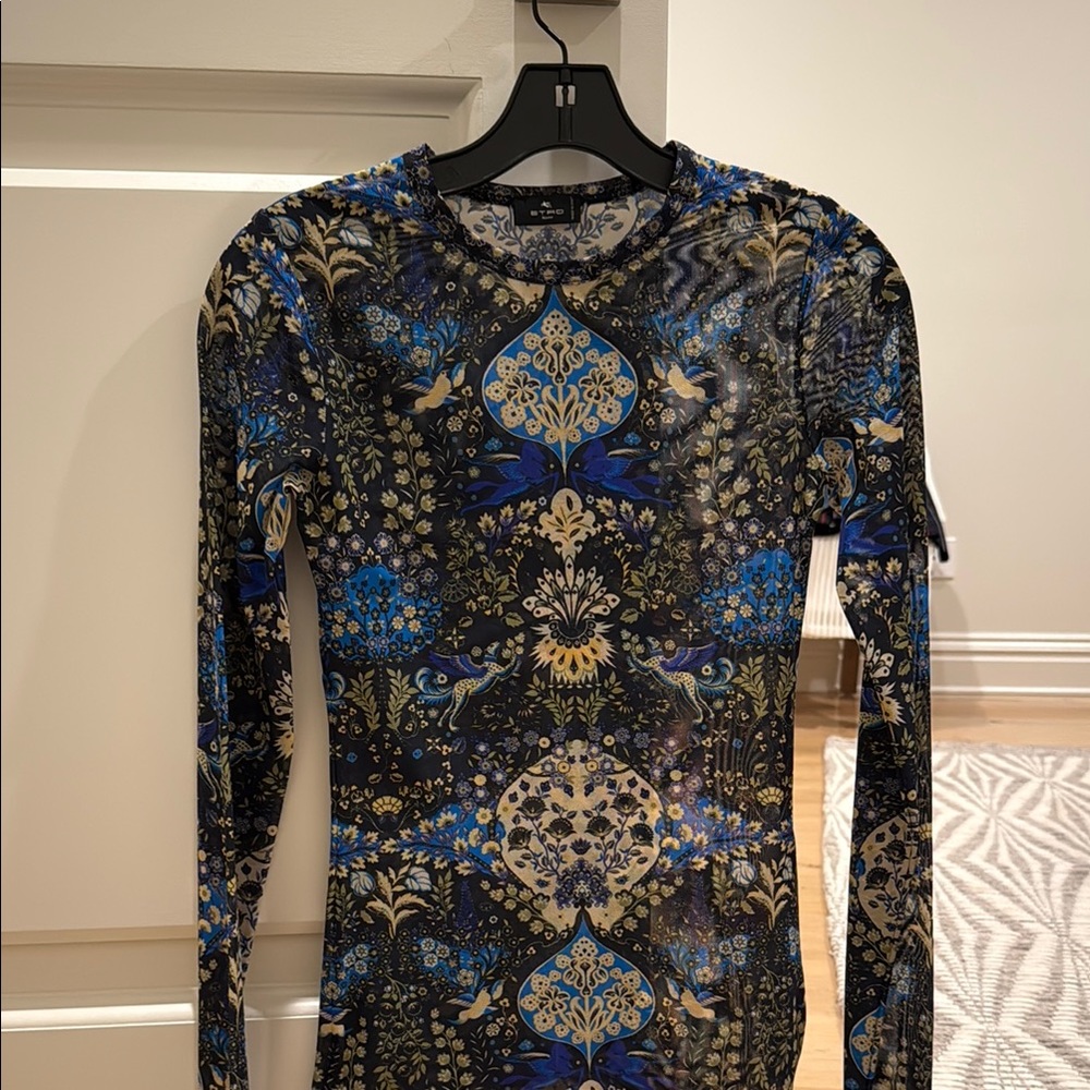 Etro Women’s Blue Artemis Long Sleeve Jersey Sweater size 42